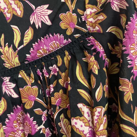 Rachel Zoe Women’s XS Peasant Top Shirt Floral Multicolor Pink Black Embroidered - Picture 5 of 6